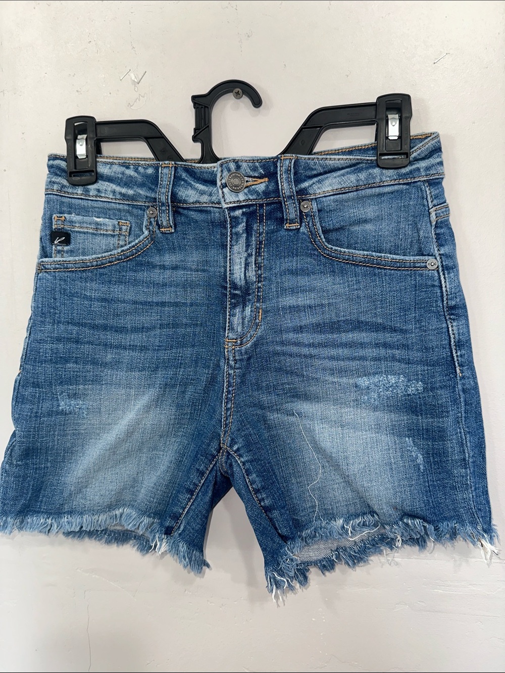 KanCan Distressed Frayed Hem Blue Denim Shorts